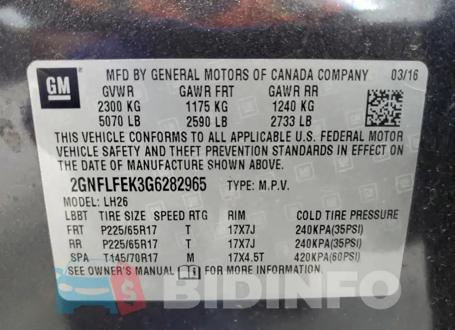 2GNFLFEK3G6282965 Photo# 13