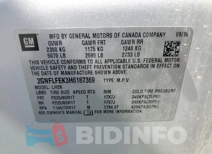 2GNFLFEK3H6187369 Photo# 13