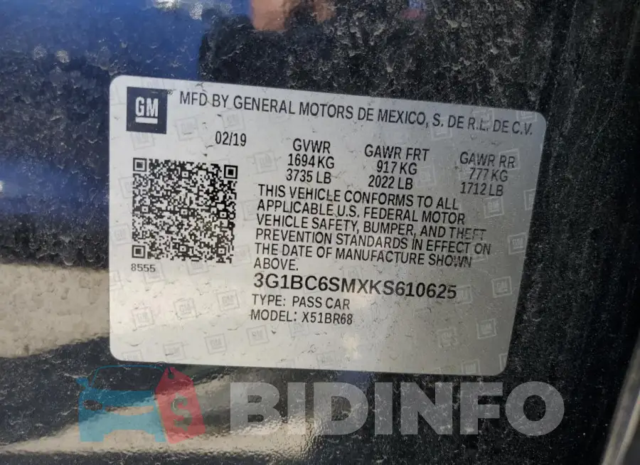 3G1BC6SMXKS610625 Photo# 12