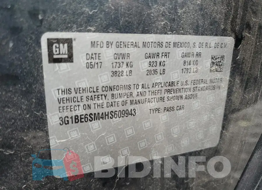 3G1BE6SM4HS609943 Photo# 12