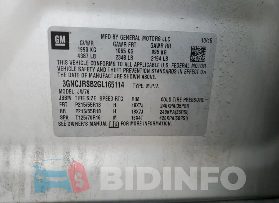 3GNCJRSB2GL165114 Photo# 13