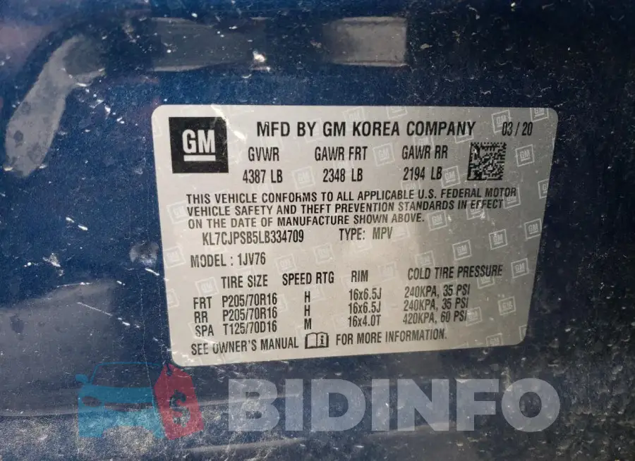 KL7CJPSB5LB334709 Photo# 14