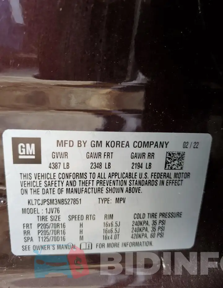 KL7CJPSM3NB527851 Photo# 13