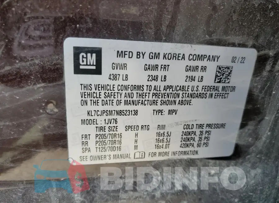 KL7CJPSM7NB523138 Photo# 13