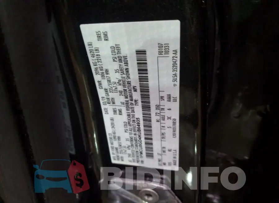 1FMCU0GD4KUB64935 Photo# 14