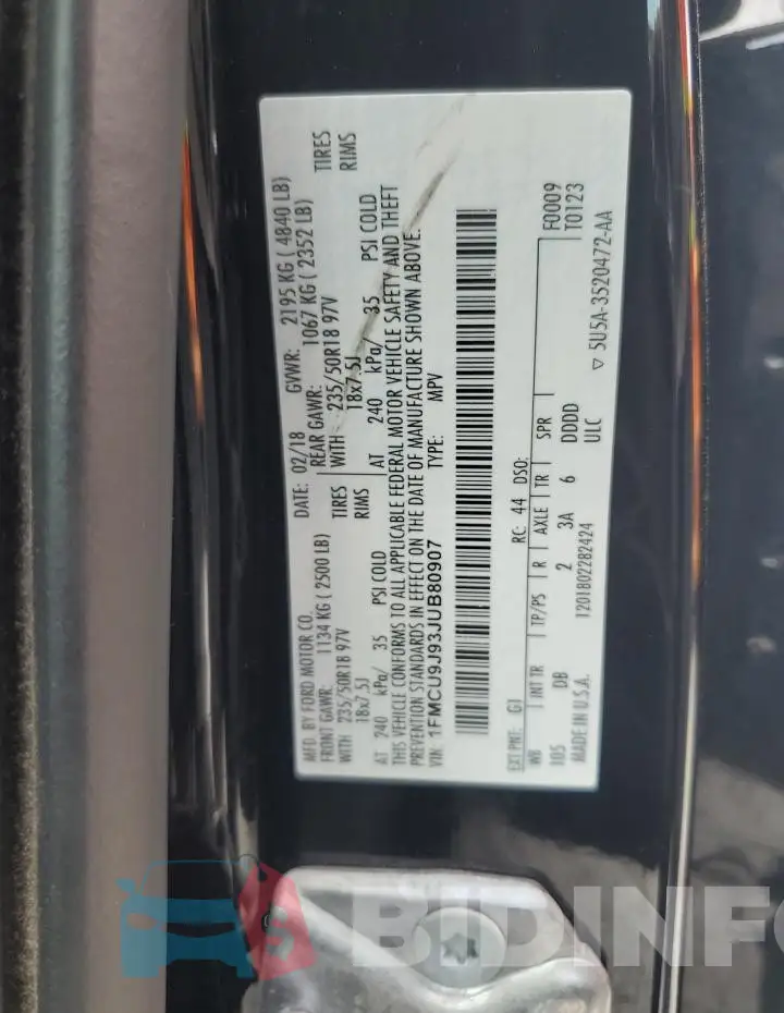 1FMCU9J93JUB80907 Photo# 13