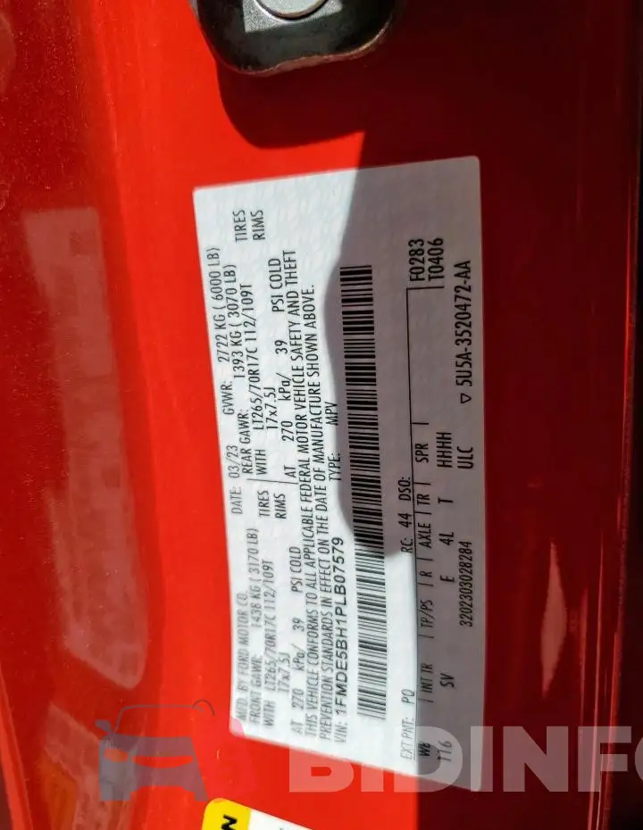 1FMDE5BH1PLB07579 Photo# 12