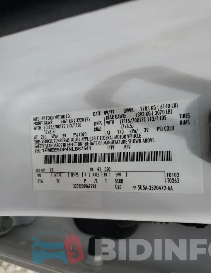 1FMEE5DP4NLB67541 Photo# 12
