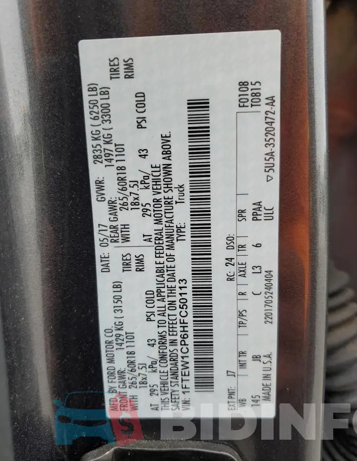 1FTEW1CP6HFC50113 Photo# 13