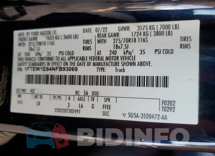 1FTEW1E84NFB93069 Photo# 12