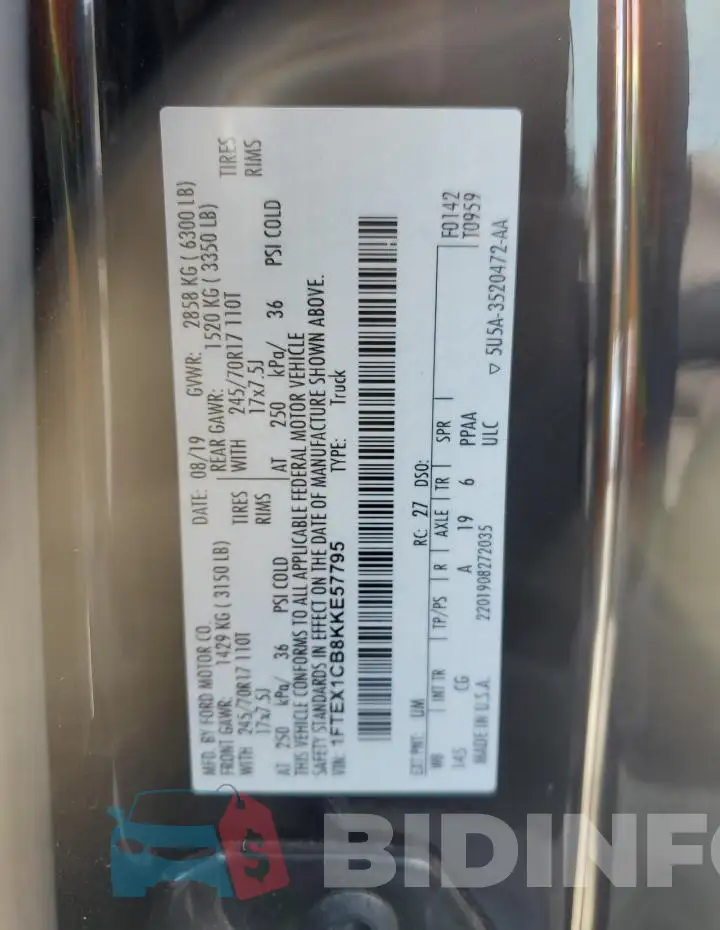 1FTEX1CB8KKE57795 Photo# 12