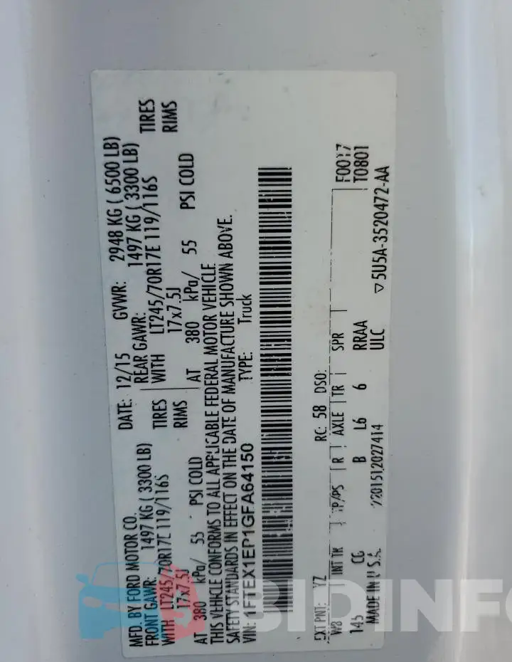 1FTEX1EP1GFA64150 Photo# 12