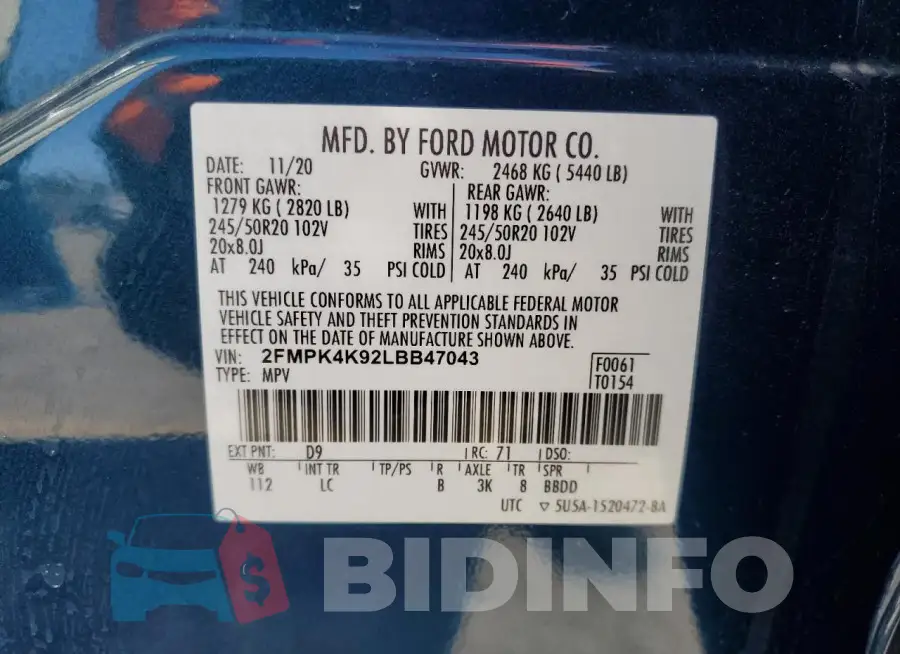 2FMPK4K92LBB47043 Photo# 13
