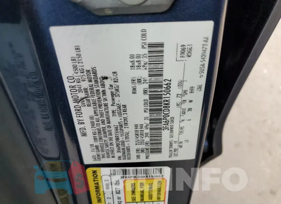 3FA6P0CD8KR150662 Photo# 12
