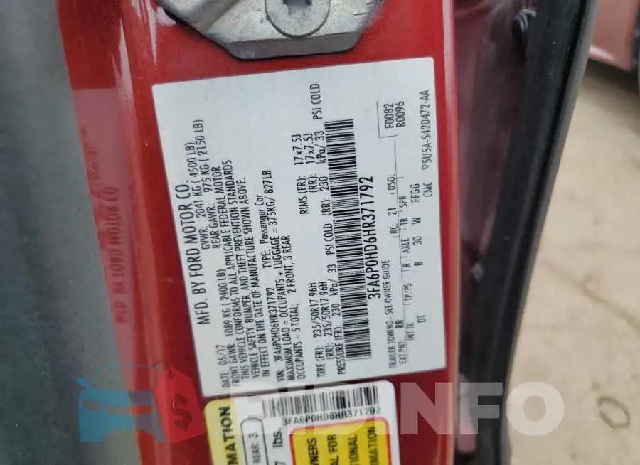 3FA6P0HD6HR371792 Photo# 12