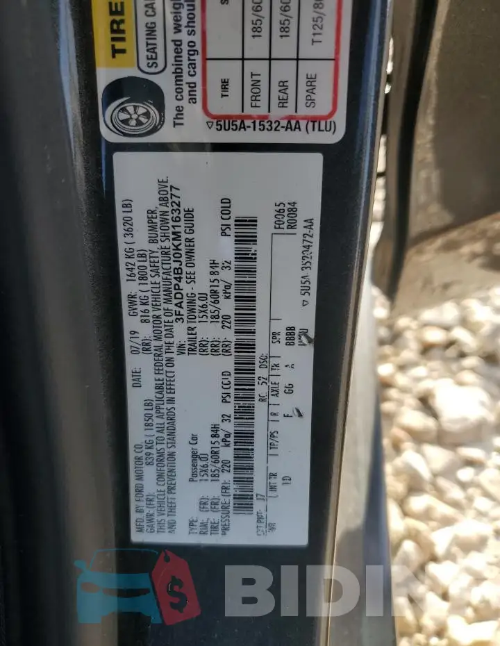 3FADP4BJ0KM163277 Photo# 12