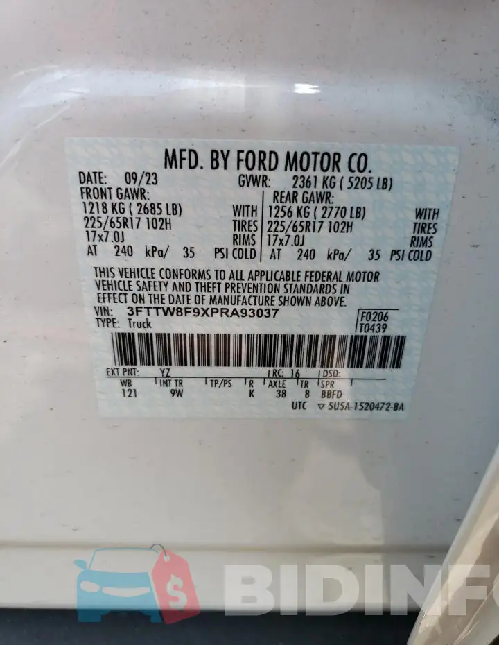 3FTTW8F9XPRA93037 Photo# 12