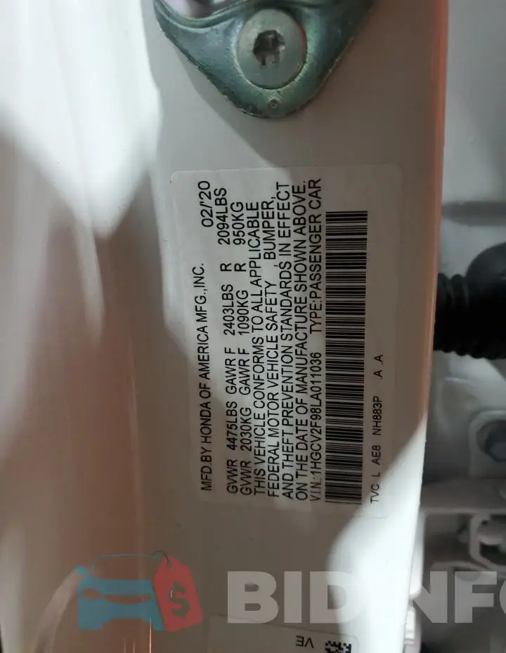 1HGCV2F98LA011036 Photo# 12