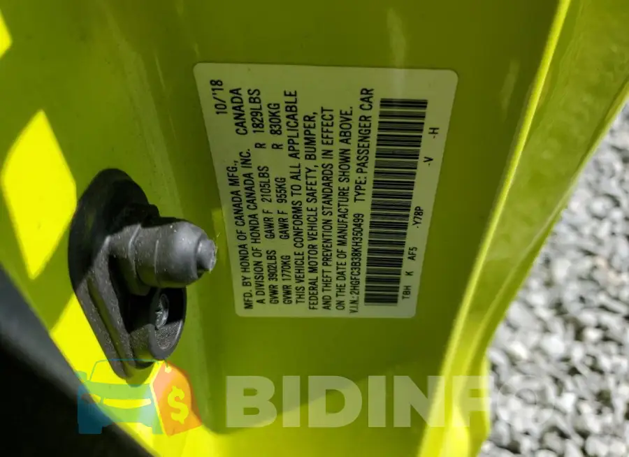 2HGFC3B38KH350499 Photo# 12