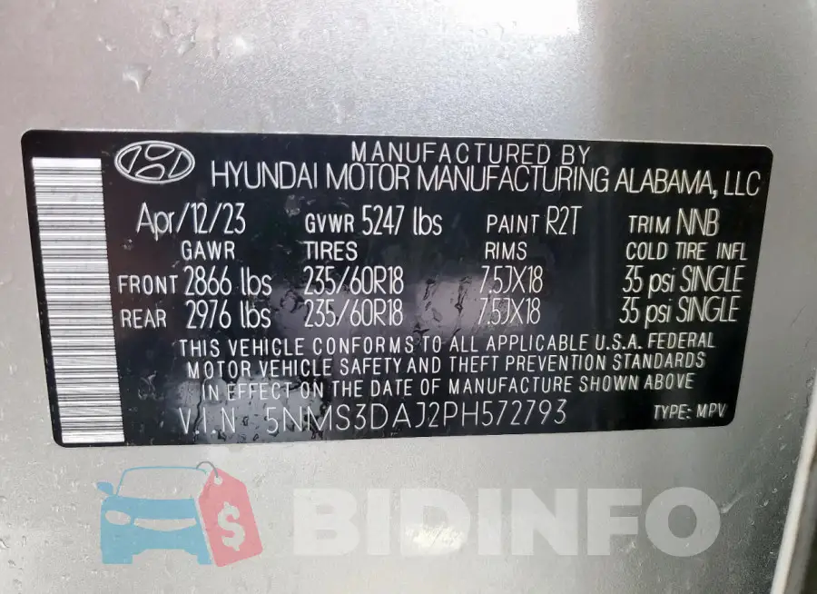 5NMS3DAJ2PH572793 Photo# 13
