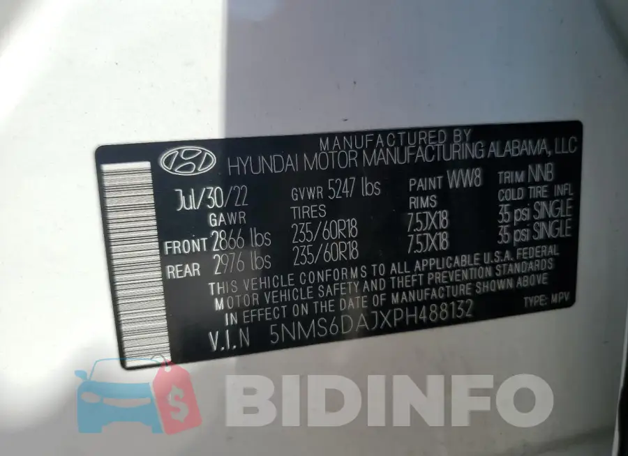 5NMS6DAJXPH488132 Photo# 13