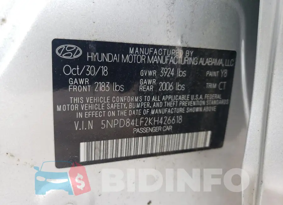 5NPD84LF2KH426618 Photo# 13