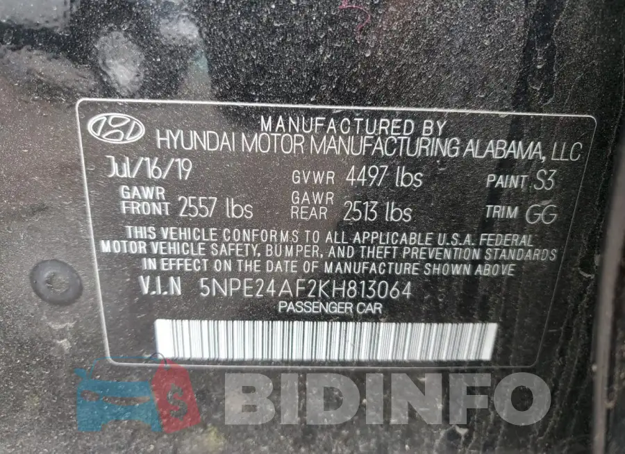 5NPE24AF2KH813064 Photo# 12
