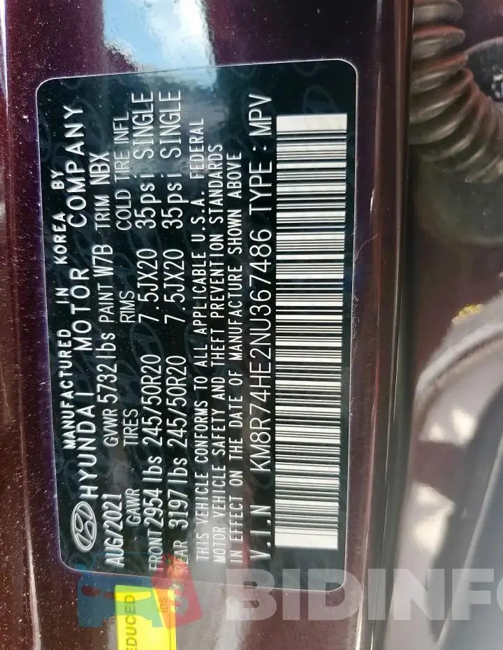 KM8R74HE2NU367486 Photo# 14
