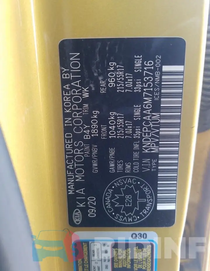 KNDEPCAA6M7153716 Photo# 13 KNDEPCAA6M7153716 Photo# 13