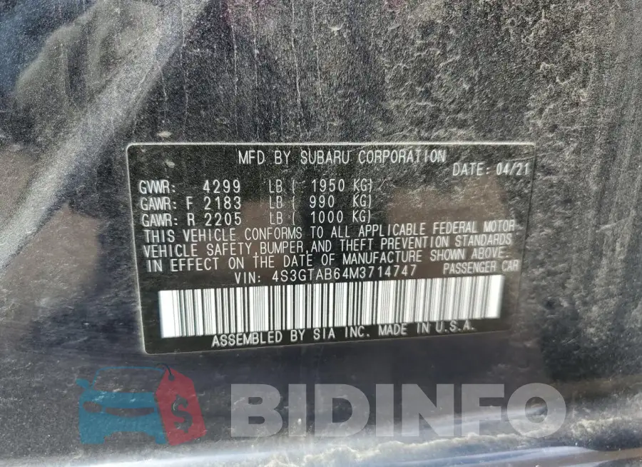 4S3GTAB64M3714747 Photo# 13