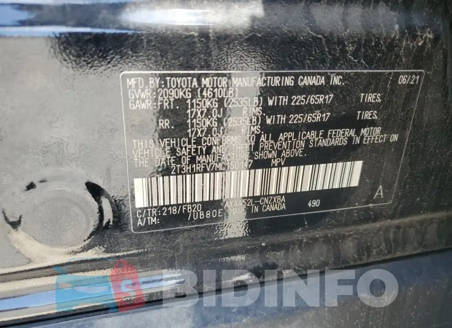 2T3H1RFV7MC150147 Photo# 13