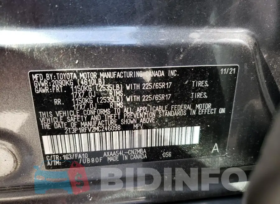 2T3P1RFV2MC246098 Photo# 14