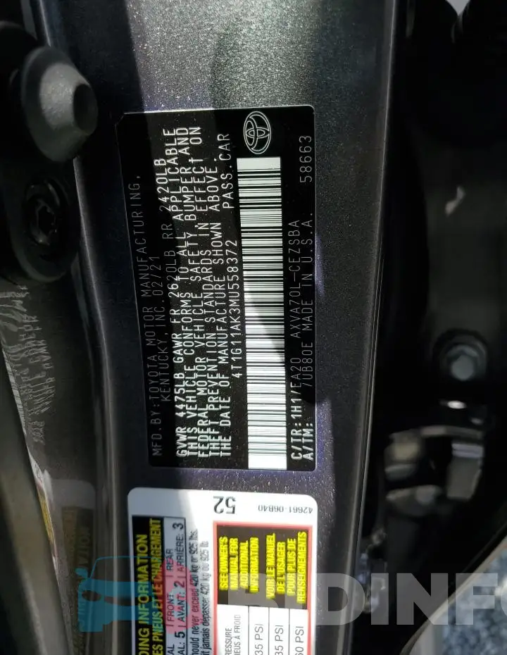4T1G11AK3MU558372 Photo# 12