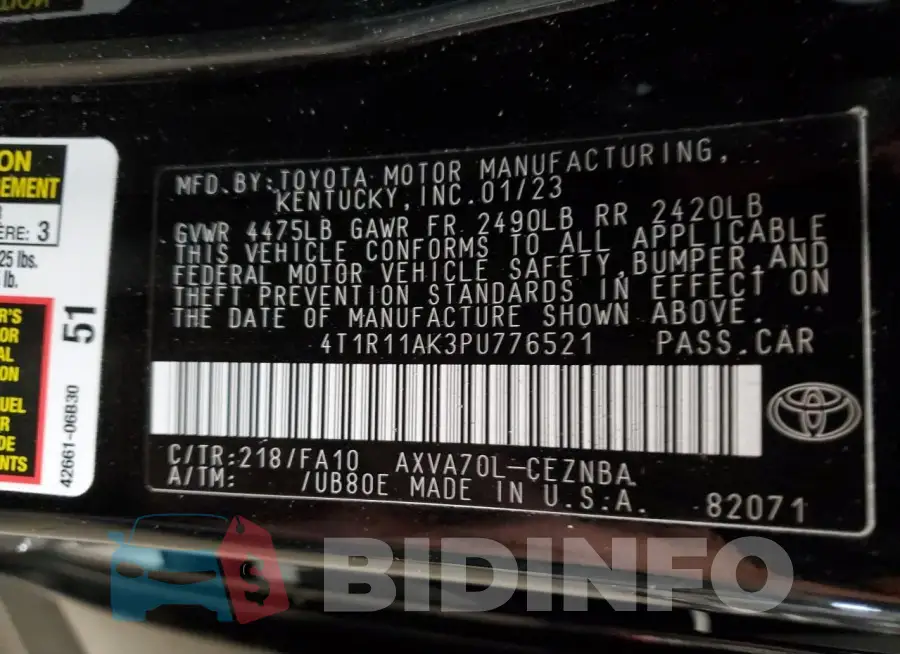 4T1R11AK3PU776521 Photo# 13