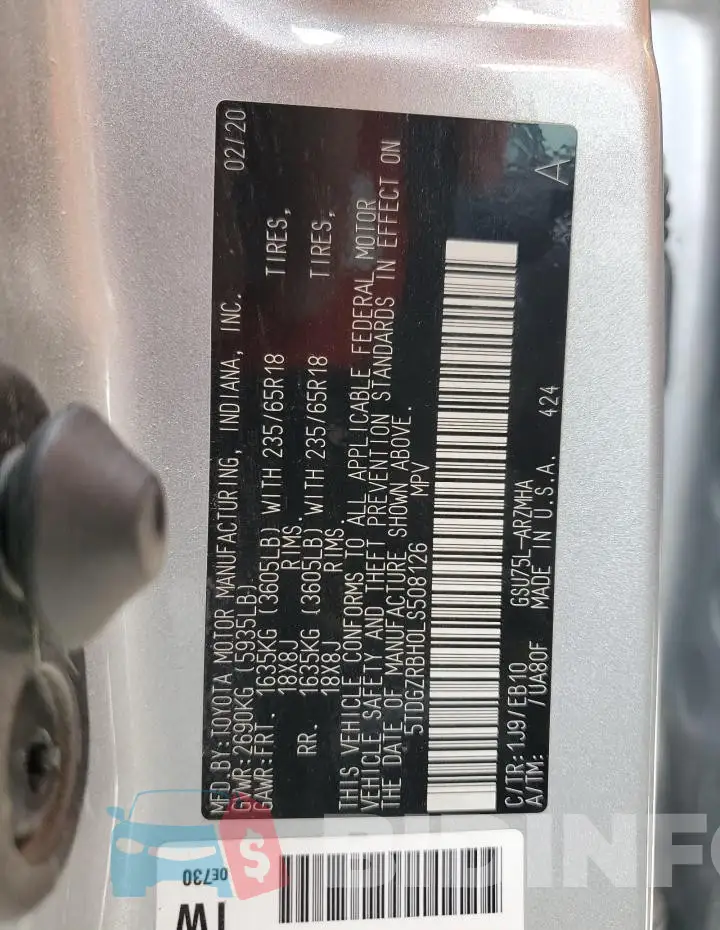 5TDGZRBH0LS508126 Photo# 13