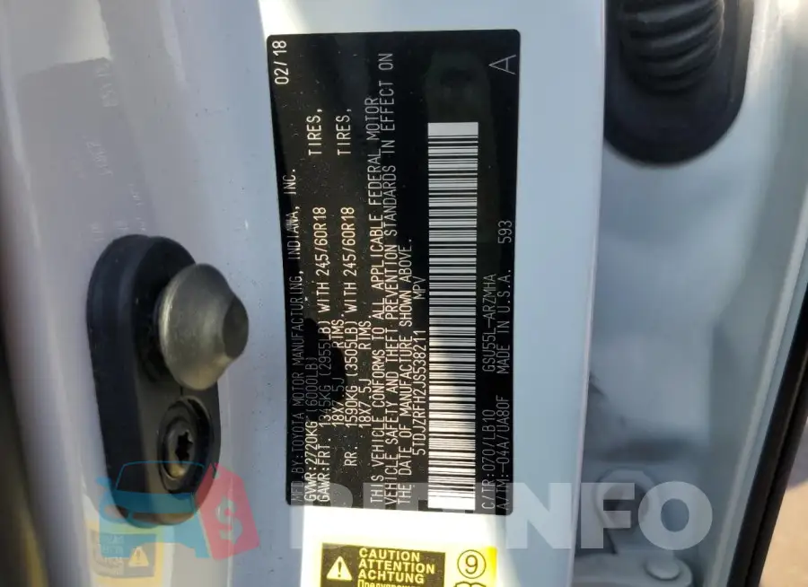 5TDJZRFH2JS538211 Photo# 13