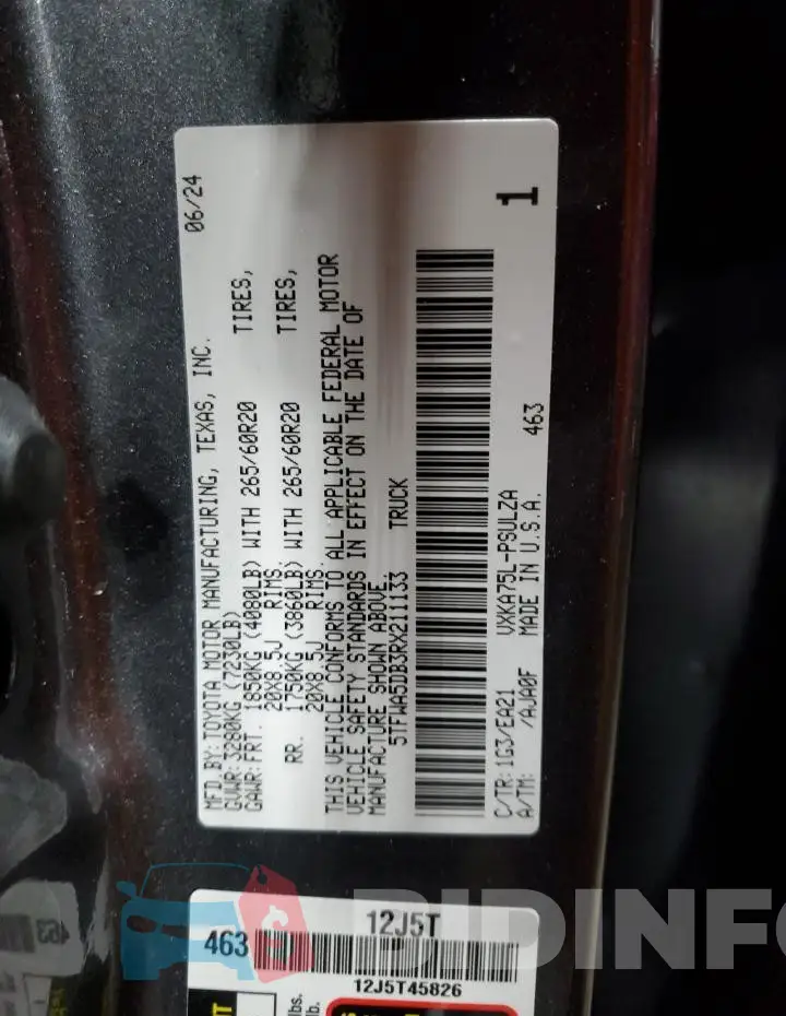 5TFWA5DB3RX211133 Photo# 12