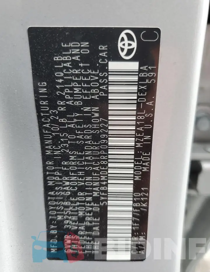 5YFB4MDE8RP099227 Photo# 12