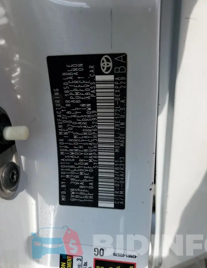 5YFBPRHE3HP652959 Photo# 13