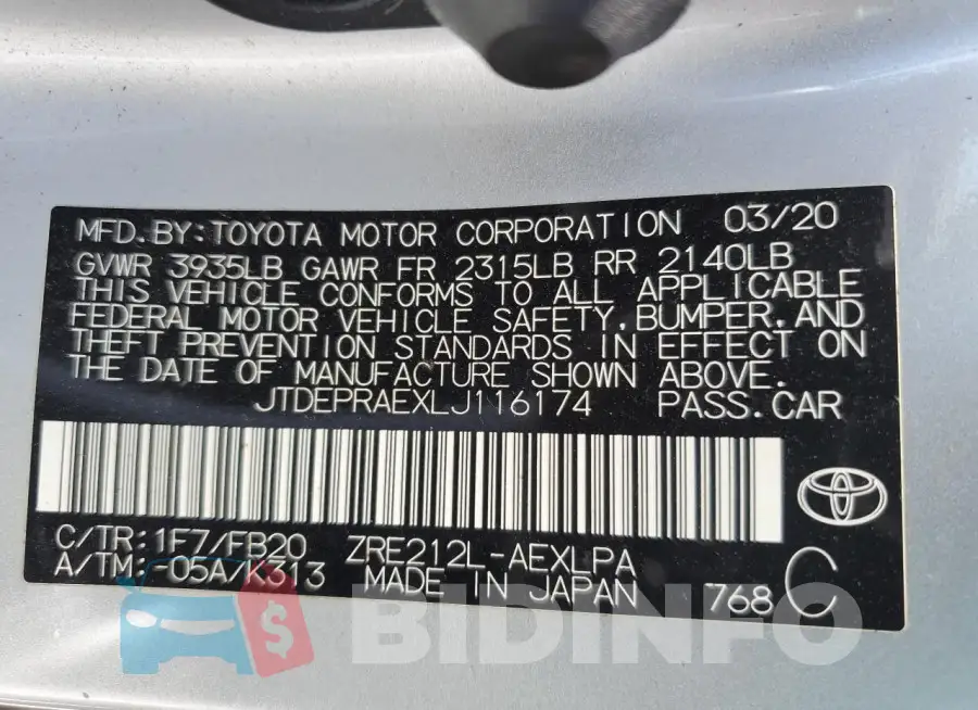 JTDEPRAEXLJ116174 Photo# 13