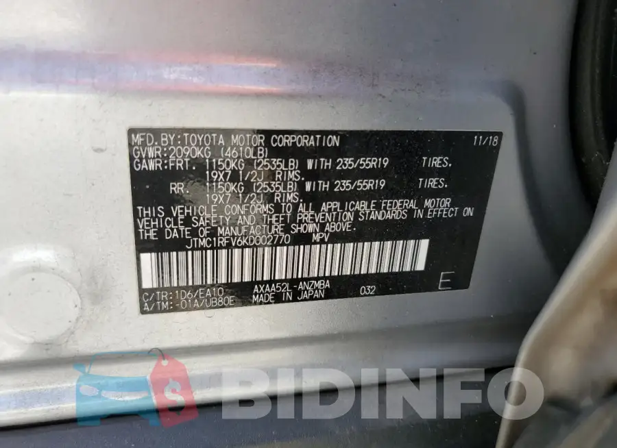 JTMC1RFV6KD002770 Photo# 13