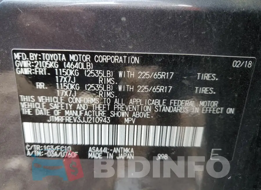 JTMRFREV3JJ210943 Photo# 13