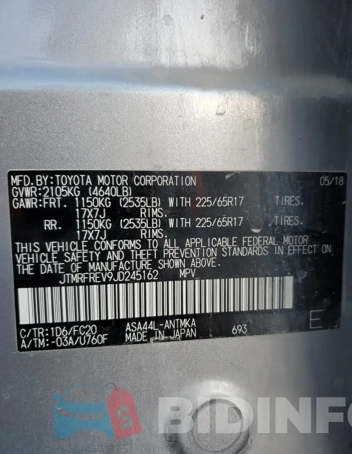 JTMRFREV9JD245162 Photo# 13