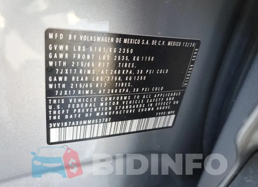 3VV1B7AX0MM053787 Photo# 13