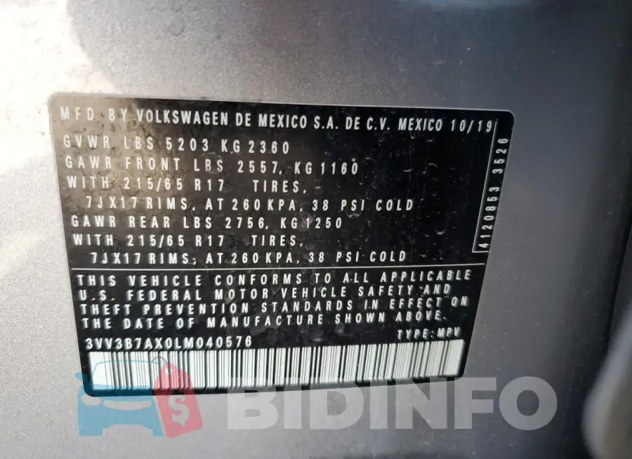 3VV3B7AX0LM040576 Photo# 13