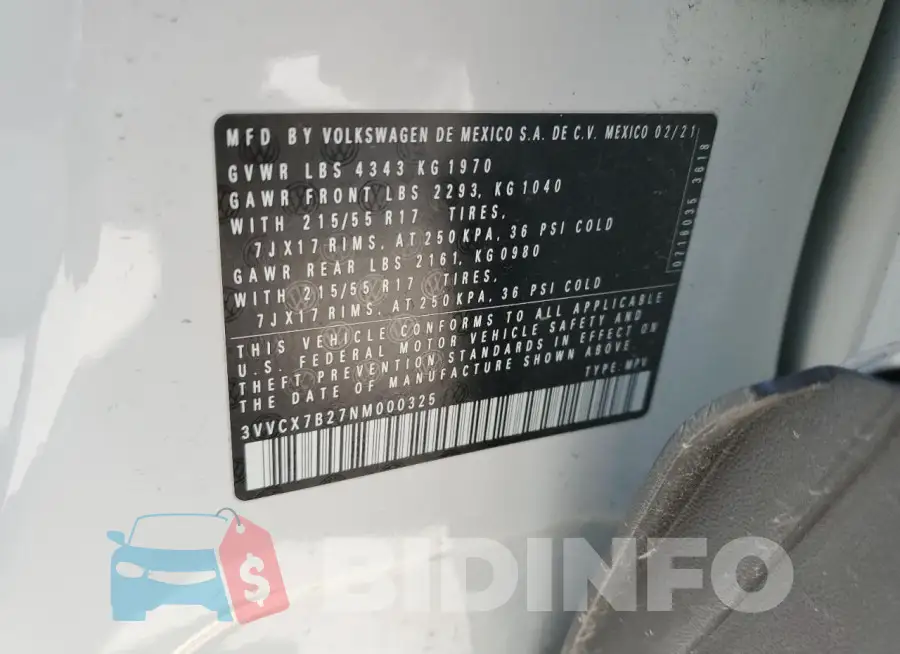 3VVCX7B27NM000325 Photo# 12