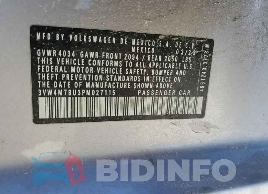 3VW4M7BU3PM027115 Photo# 12