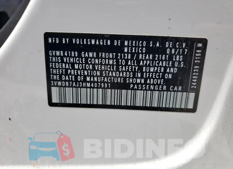 3VWDB7AJ3HM407991 Photo# 12