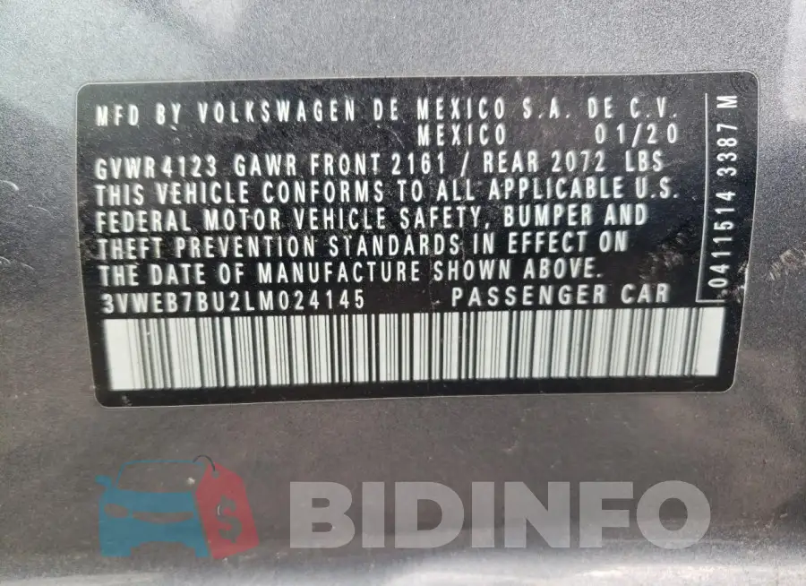 3VWEB7BU2LM024145 Photo# 12