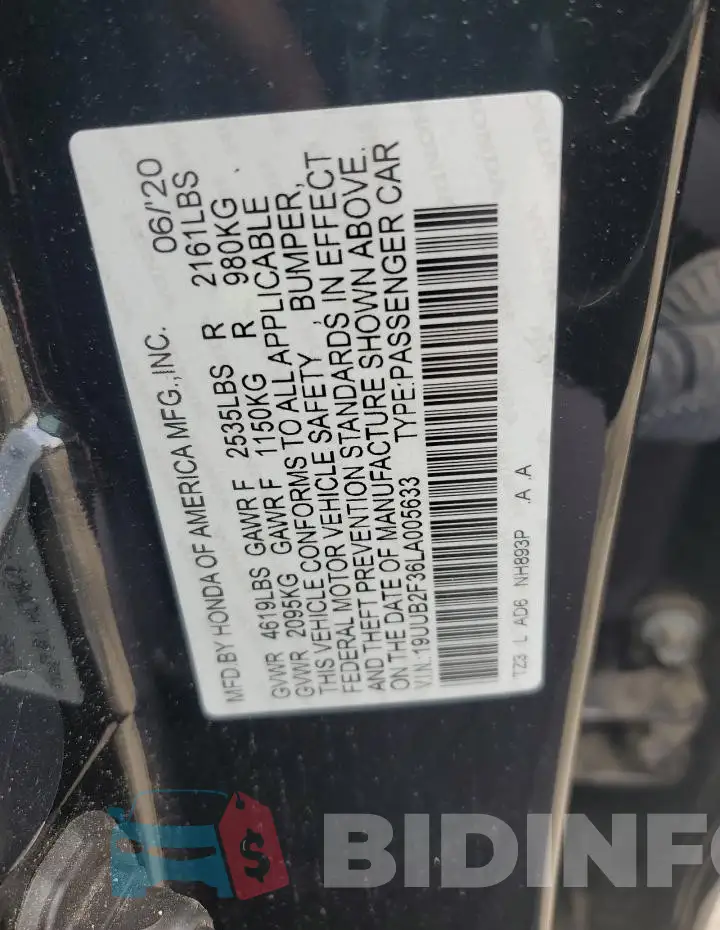 19UUB2F36LA005633 Photo# 12